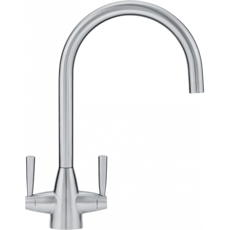 Franke Valais Stainless Steel Dual Lever Kitchen Tap J-Spout Swivel 367mm — dimensions drawing