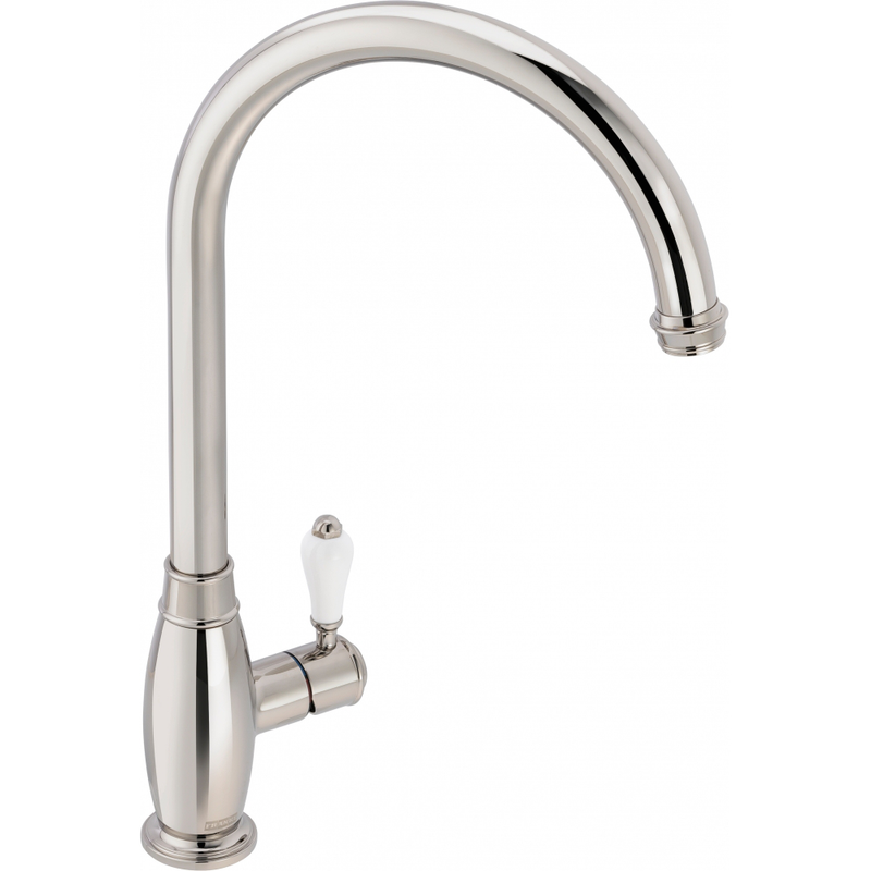 Franke Gloriana Classic Polished Nickel Side Lever Kitchen Tap J-Spout — dimensions drawing
