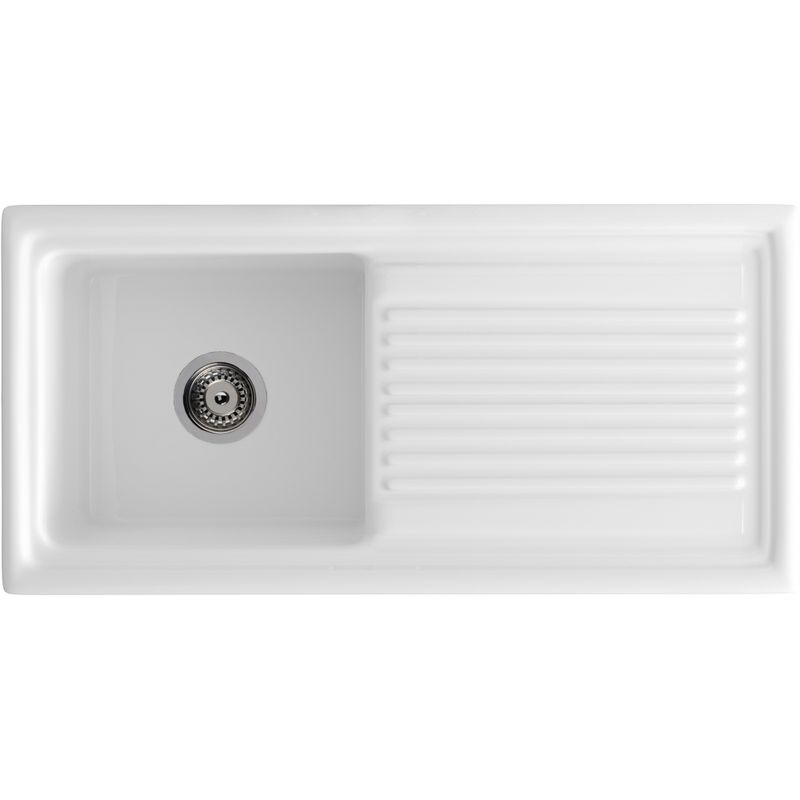 Carron Phoenix Sienna 100 Ceramic 1 Bowl Glacier White Kitchen Sink Inset — dimensions drawing