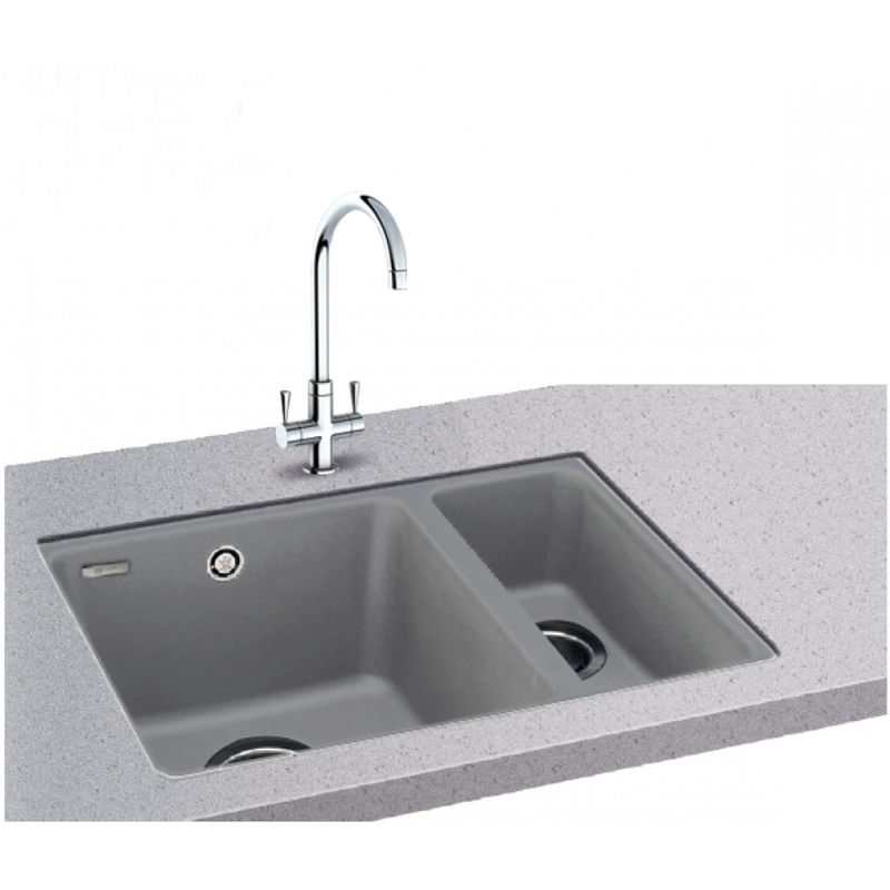 Carron Phoenix Fiji 150 Granite 1.5 Bowl Stone Grey Kitchen Sink Inset — dimensions drawing