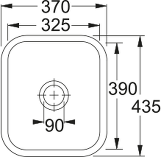 Franke VBK 110-33 Ceramic Undermount 1 Bowl White Kitchen Sink — dimensions drawing