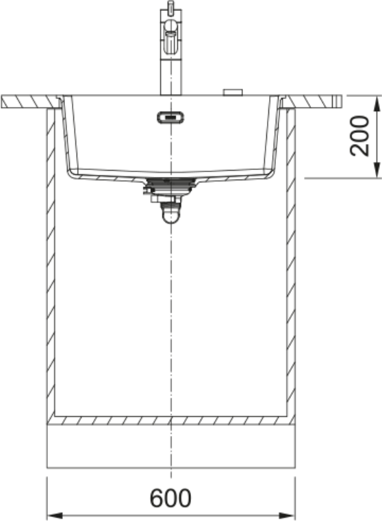Franke Maris MRG 210/110-52 Granite 1 Bowl Stone Grey Kitchen Sink Inset — dimensions drawing