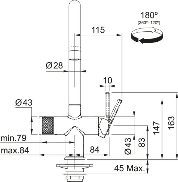 Franke Maris Water Hub 3-in-1 Mechanical Boiling Tap Chrome 4L Kitchen — dimensions drawing