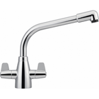 Franke Davos Chrome Dual Lever Kitchen Tap Brass L-Spout Swivel 245mm — dimensions drawing