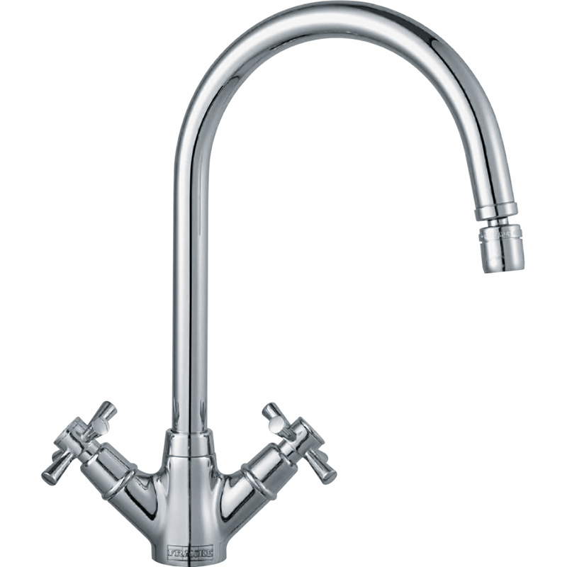 Franke Rotaflow Chrome Dual Lever Kitchen Tap Brass J-Spout Swivel 335mm — dimensions drawing