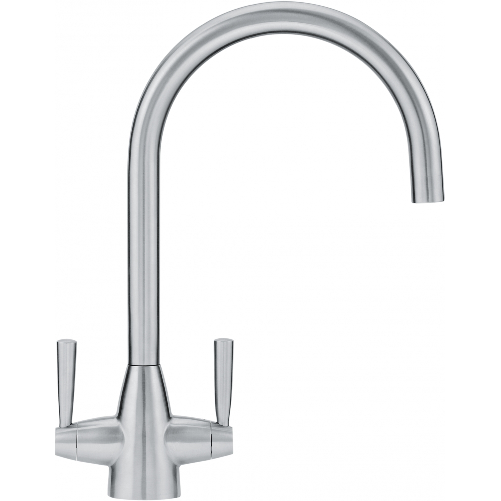 Franke Valais Stainless Steel Dual Lever Kitchen Tap J-Spout Swivel 367mm — dimensions drawing