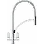 Franke Zelus Chrome Semi-Pro Kitchen Tap Brass Dual Lever Pull Out 437mm — dimensions drawing