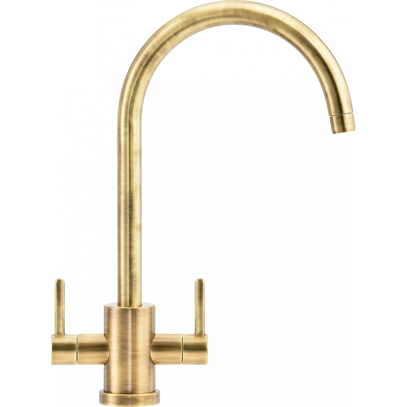 Franke Krios Brass Dual Lever Kitchen Tap J-Spout Swivel 391mm — dimensions drawing