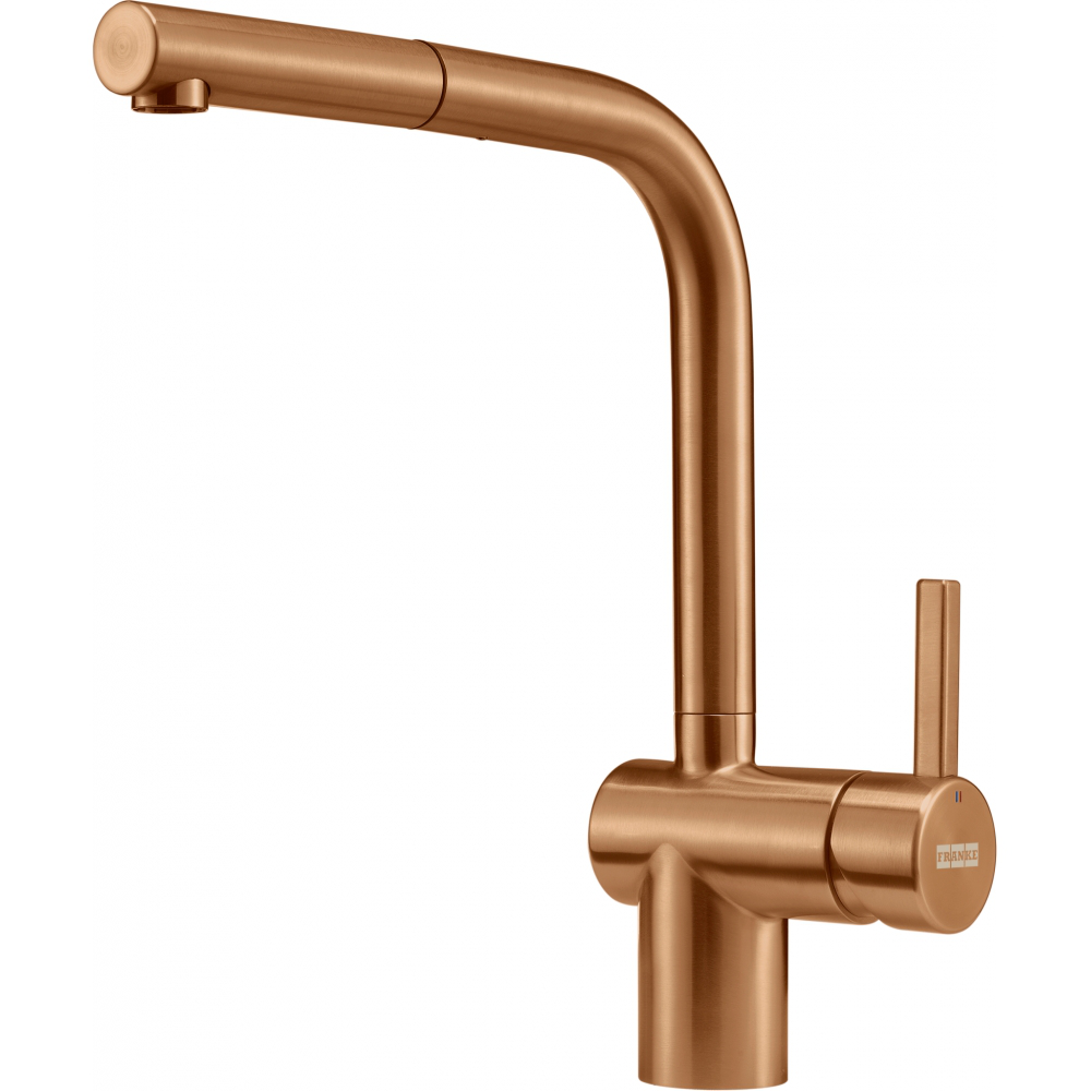 Franke Atlas Neo Copper Pull Out Nozzle Kitchen Tap Stainless Steel L-Spout — dimensions drawing