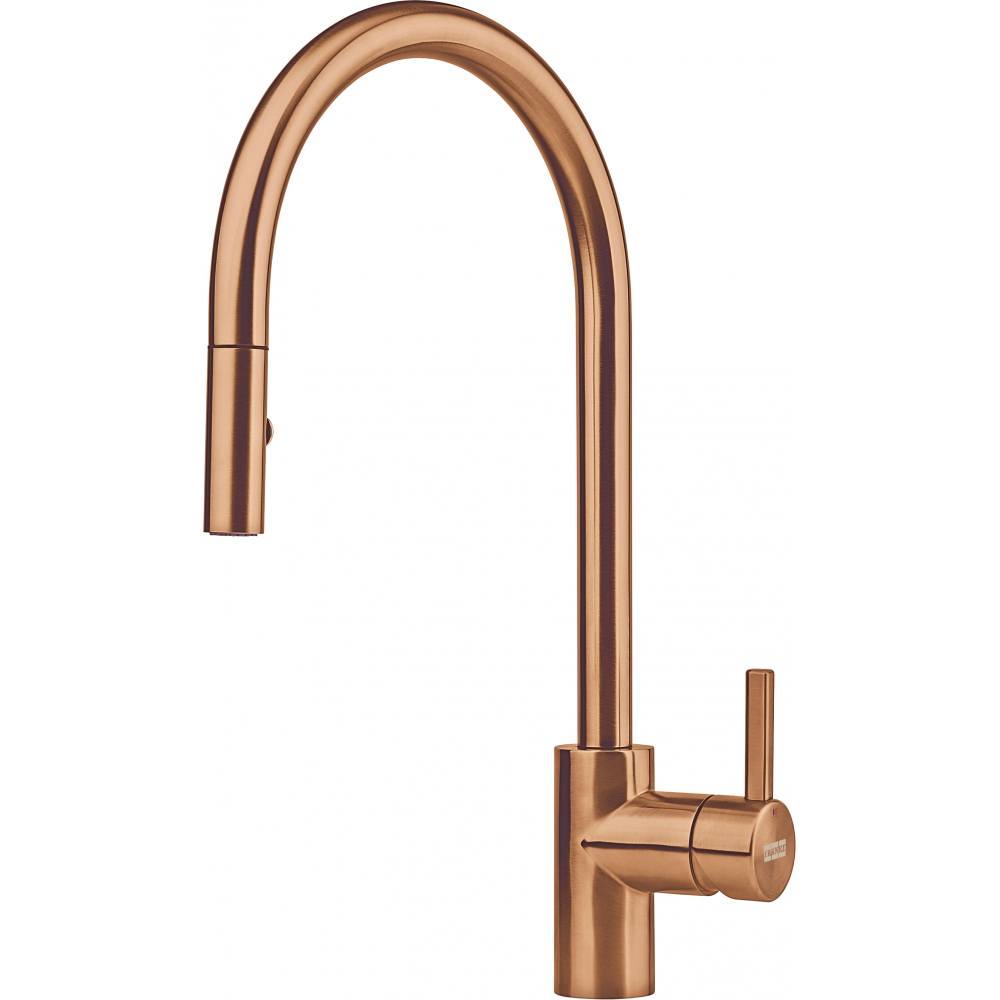 Franke Eos Neo Copper Pull Down Spray Kitchen Tap Stainless Steel J-Spout — dimensions drawing