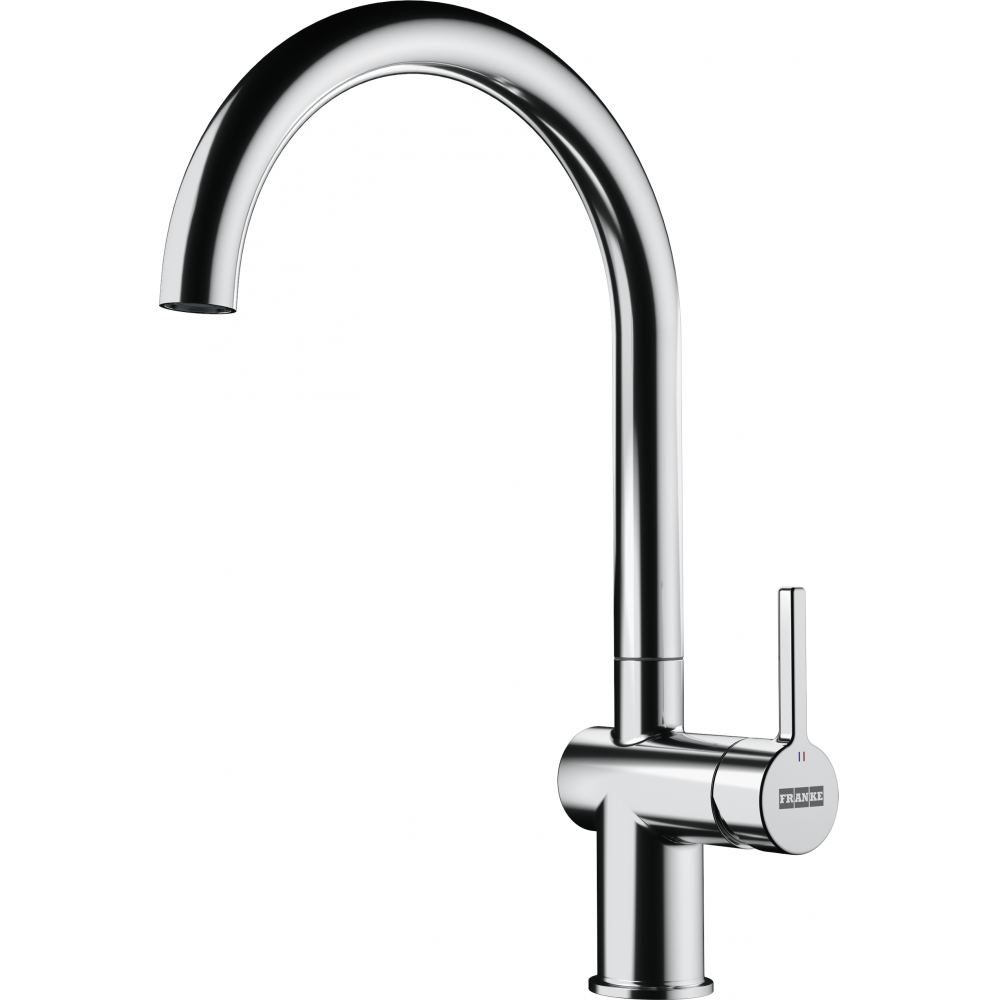 Franke Active Chrome Single Lever Kitchen Tap Brass J-Spout Swivel 388mm — dimensions drawing