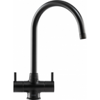 Franke Athena Matt Black Dual Lever Kitchen Tap Brass J-Spout Swivel 349mm — dimensions drawing