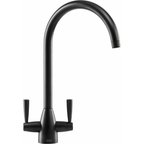 Franke Eiger Matt Black Dual Lever Kitchen Tap Brass J-Spout Swivel 392mm — dimensions drawing