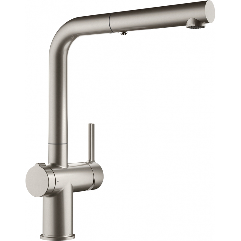 Franke Active Twist Decor Steel Pull Out Kitchen Tap Brass L-Spout KNG — dimensions drawing