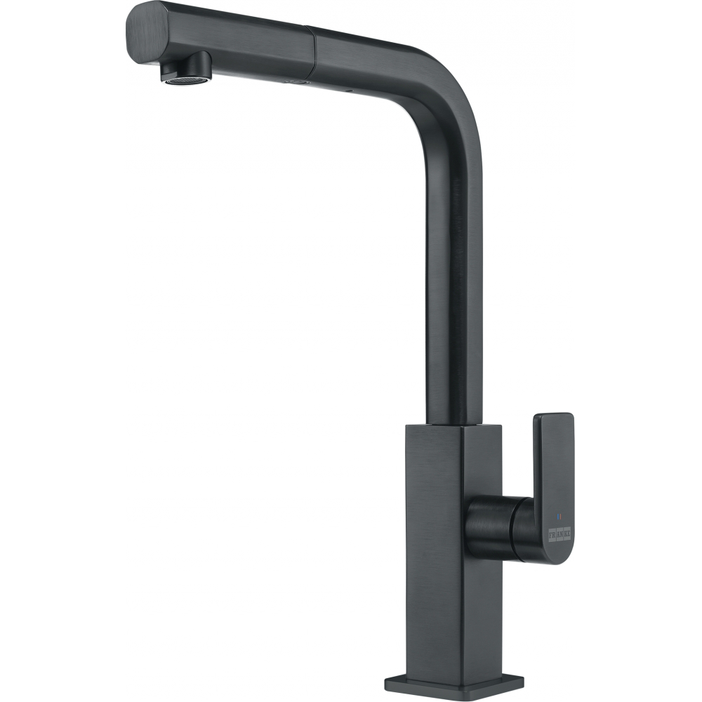 Franke Mythos Industrial Black Pull Out Nozzle Kitchen Tap L-Spout 348mm — dimensions drawing