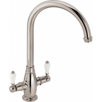 Franke Gloriana Classic Polished Nickel Twin Lever Kitchen Tap J-Spout 405mm — dimensions drawing