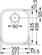 Franke Ariane ARX 110-35 Undermount 1 Bowl Stainless Steel Kitchen Sink — dimensions drawing