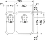 Franke Ariane ARX 160 Undermount 1.5 Bowl Stainless Steel Kitchen Sink LH — dimensions drawing