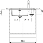 Franke Mythos MYX 160 Undermount 1.5 Bowl Stainless Steel Kitchen Sink RH — dimensions drawing