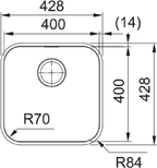 Franke Smart SRX 110-40 Undermount 1 Bowl Stainless Steel Kitchen Sink — dimensions drawing