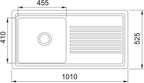 Carron Phoenix Sienna 100 Ceramic 1 Bowl Glacier White Kitchen Sink Inset — dimensions drawing