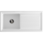 Carron Phoenix Sienna 100 Ceramic 1 Bowl Glacier White Kitchen Sink Inset — dimensions drawing