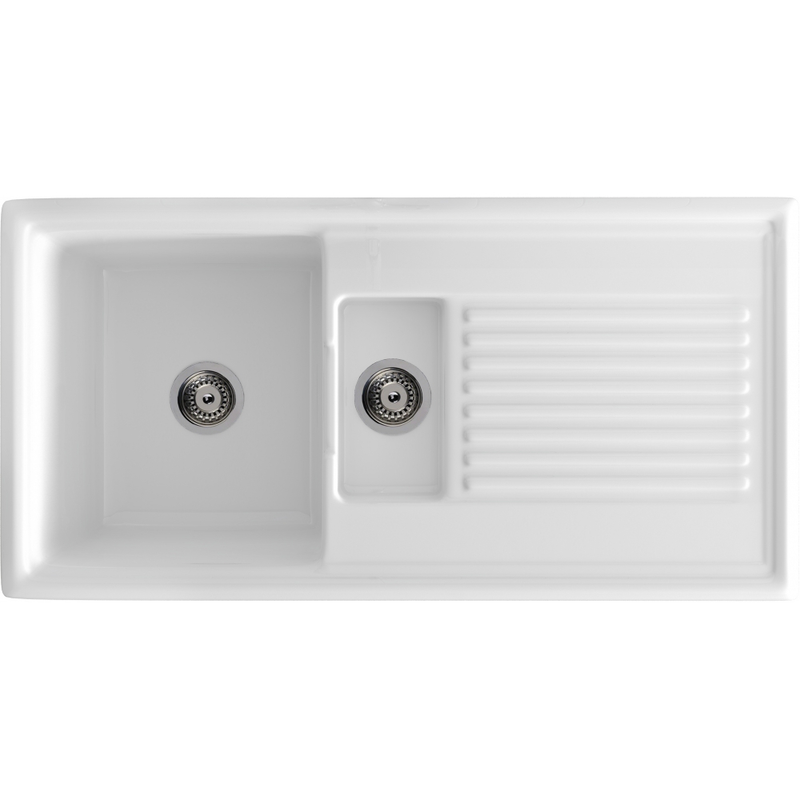 Carron Phoenix Sienna 150 Ceramic 1.5 Bowl Glacier White Kitchen Sink Inset — dimensions drawing