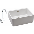 Carron Phoenix Belfast 100 Ceramic 1 Bowl Glacier White Kitchen Sink Butler — dimensions drawing
