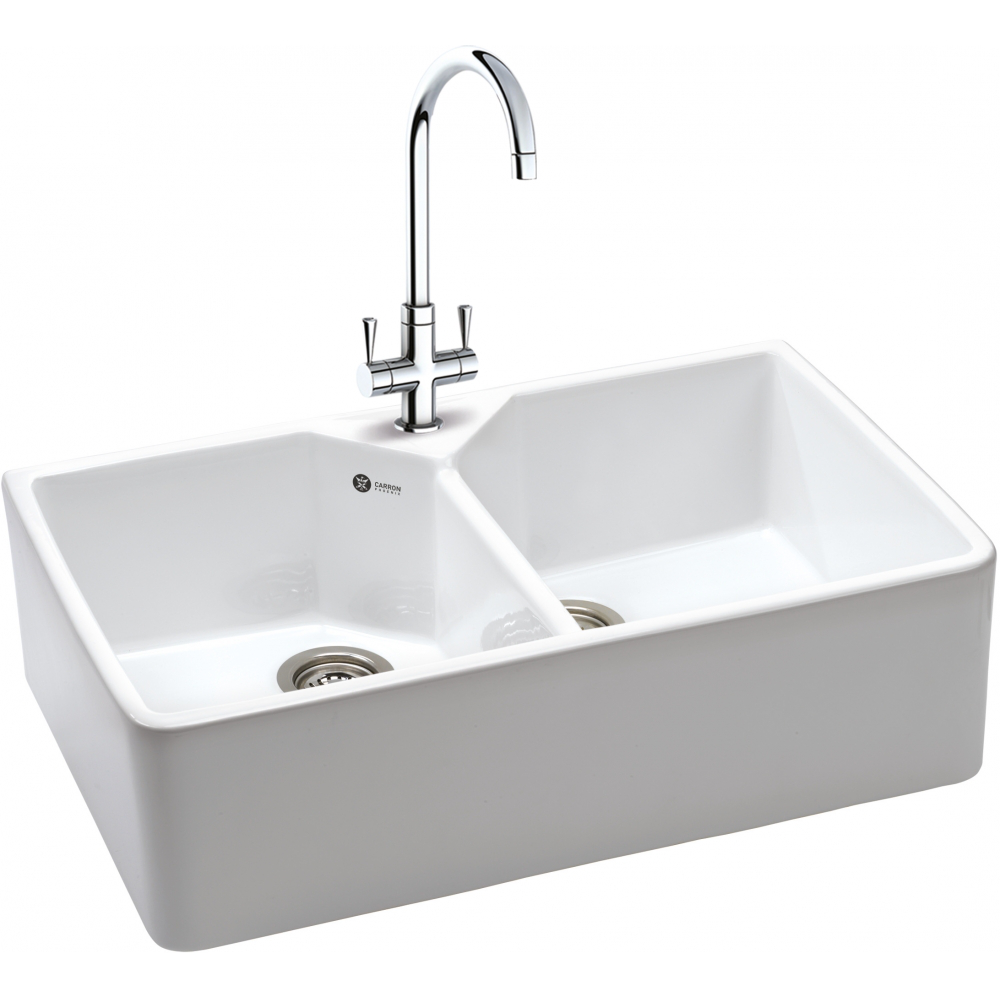 Carron Phoenix Belfast 200 Ceramic 2 Bowl Glacier White Kitchen Sink Butler — dimensions drawing