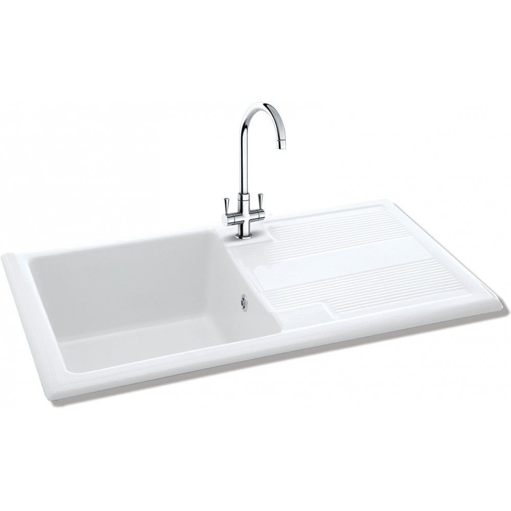 Carron Phoenix Shonelle 105 Ceramic 1 Bowl Glacier White Inset Kitchen Sink — dimensions drawing