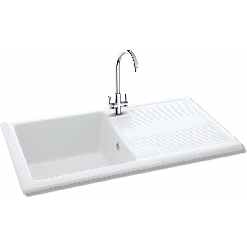 Carron Phoenix Shonelle 105 Ceramic 1 Bowl Glacier White Inset Kitchen Sink — dimensions drawing