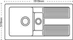 Carron Phoenix Shonelle 150 Ceramic 1.5 Bowl Glacier White Inset Kitchen Sink — dimensions drawing