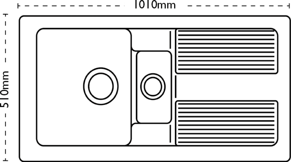 Carron Phoenix Shonelle 150 Ceramic 1.5 Bowl Glacier White Inset Kitchen Sink — dimensions drawing