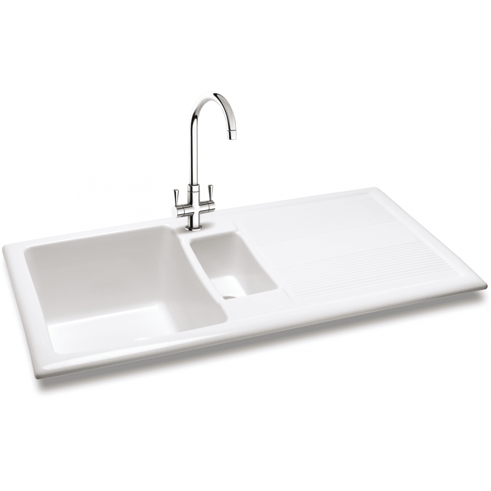 Carron Phoenix Shonelle 150 Ceramic 1.5 Bowl Glacier White Inset Kitchen Sink — dimensions drawing