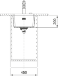 Franke Maris MRG 110-37 Granite Undermount 1 Bowl Polar White Kitchen Sink — dimensions drawing