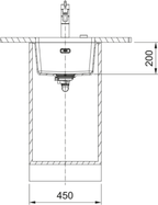 Franke Maris MRG 110-37 Granite Undermount 1 Bowl Polar White Kitchen Sink — dimensions drawing