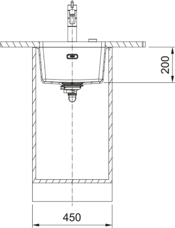 Franke Maris MRG 110-37 Granite Undermount 1 Bowl Polar White Kitchen Sink — dimensions drawing