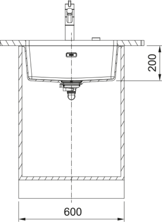 Franke Maris MRG 110-52 Granite Undermount 1 Bowl Stone Grey Kitchen Sink — dimensions drawing