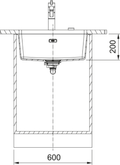 Franke Maris MRG 110-52 Granite Undermount 1 Bowl Coffee Kitchen Sink — dimensions drawing