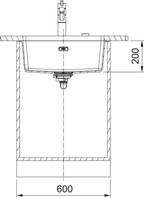 Franke Maris MRG 110-52 Granite Undermount 1 Bowl Coffee Kitchen Sink — dimensions drawing
