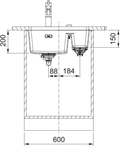 Franke Maris MRG 160 Granite Undermount 1.5 Bowl Oyster Kitchen Sink RHSB — dimensions drawing