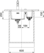 Franke Maris MRG 160 Granite Undermount 1.5 Bowl Oyster Kitchen Sink RHSB — dimensions drawing