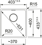 Carron Phoenix Haven 90 Granite 1 Bowl Polar White Kitchen Sink Inset — dimensions drawing
