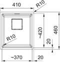 Franke Kubus KNG 110-37 Granite Undermount 1 Bowl Slate Grey Kitchen Sink — dimensions drawing