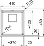 Franke Kubus KNG 110-37 Granite Undermount 1 Bowl Slate Grey Kitchen Sink — dimensions drawing