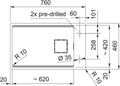 Franke Kubus KNG 110-62 Granite Undermount 1 Bowl Slate Grey Kitchen Sink — dimensions drawing