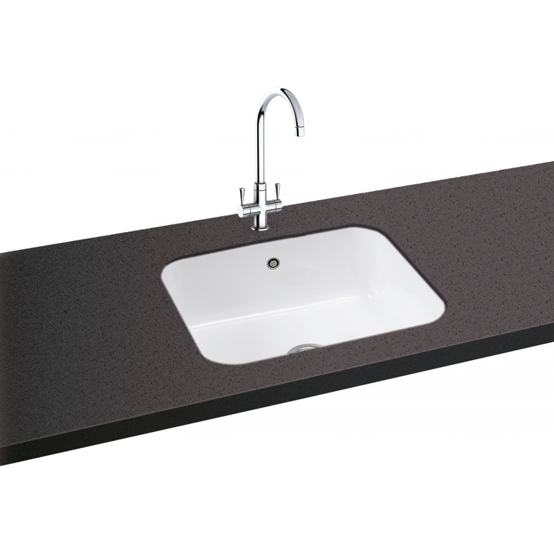 Carron Phoenix Carlow 105 Ceramic 1 Bowl Glacier White Undermount Sink — dimensions drawing