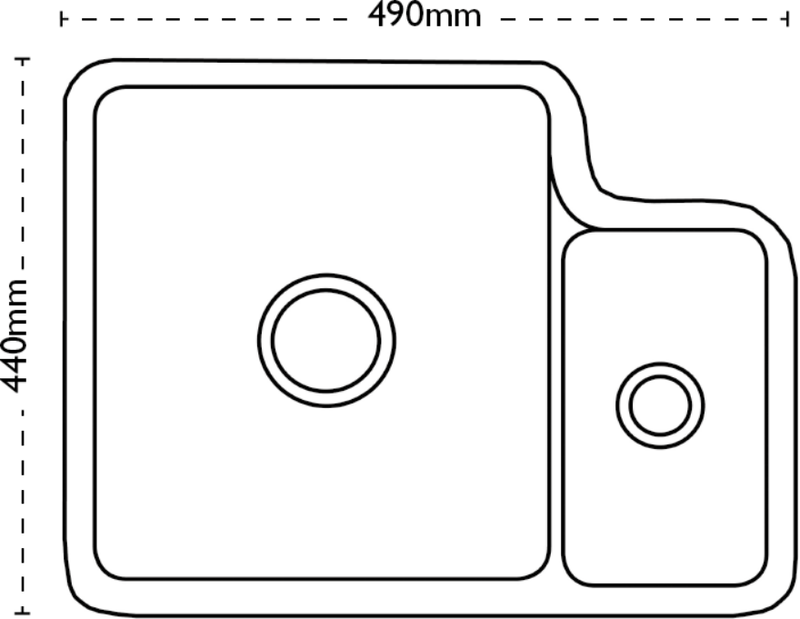Carron Phoenix Carlow 150 Ceramic 1.5 Bowl Glacier Undermount Kitchen Sink — dimensions drawing