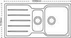 Carron Phoenix Adelphi 150 Inset 1.5 Bowl Polished Stainless Steel Kitchen Sink — dimensions drawing