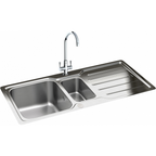 Carron Phoenix Adelphi 150 Inset 1.5 Bowl Polished Stainless Steel Kitchen Sink — dimensions drawing